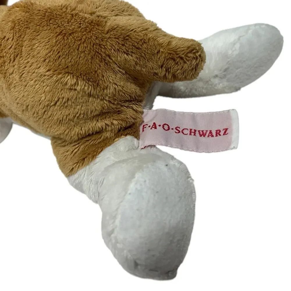 FAO Schwarz Plush Saint Bernard Puppy Dog Stuffed Animal Tan White